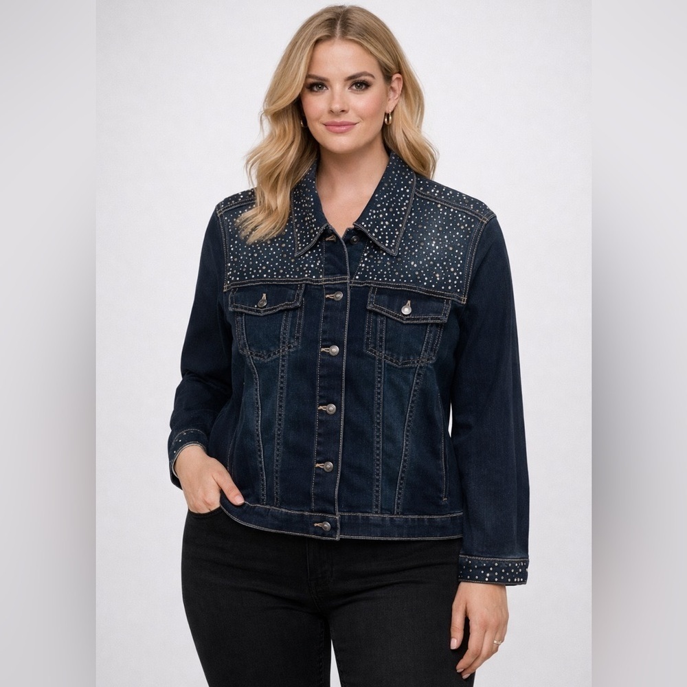 Chicos Rhinestone Embellished Jean Jacket: Sparkle in Style